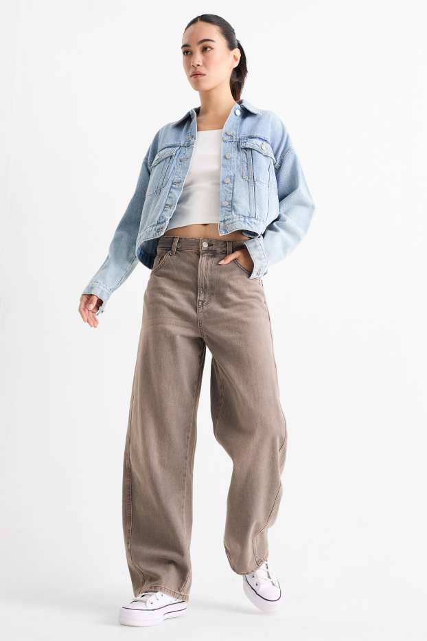 Dámské - Balloon jeans - low waist - džíny - hnědé