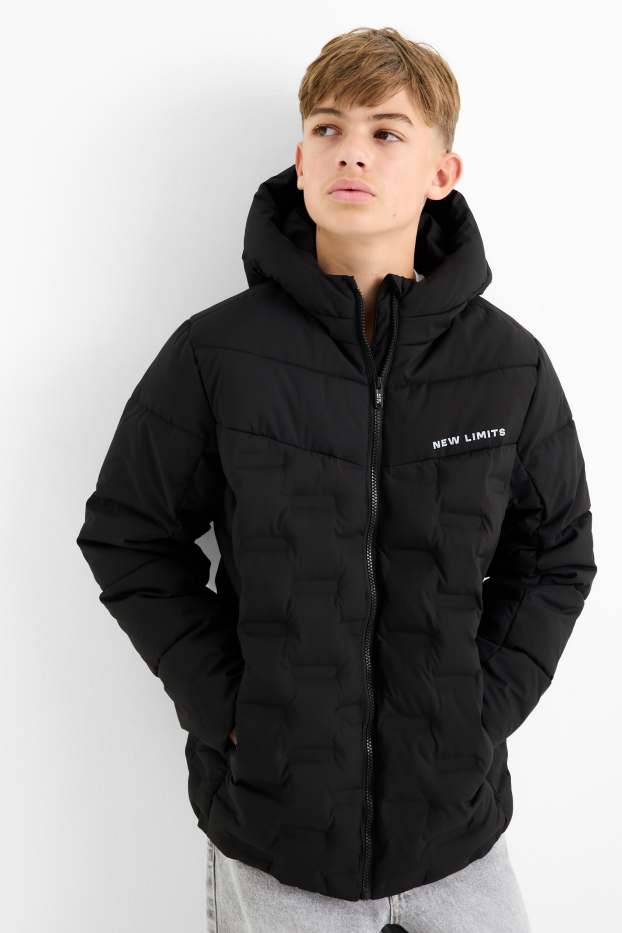 Niños - Chaqueta acolchada con capucha - negro