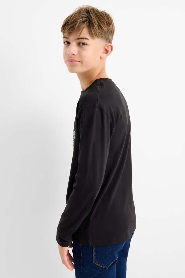 Copii - Băieți - Urs - tricou cu mânecă lungă - negru