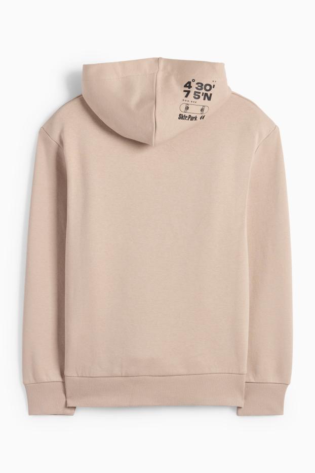 Kinder Buben - Skateboard und Camper - Hoodie - beige