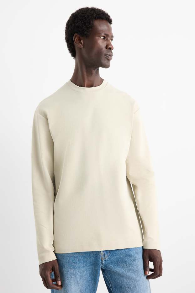 Heren - Longsleeve - licht beige