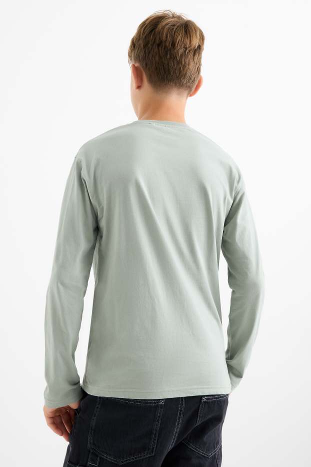 Kinder Jungen - Multipack 2er - Waschbär und Berge - Langarmshirt - schwarz