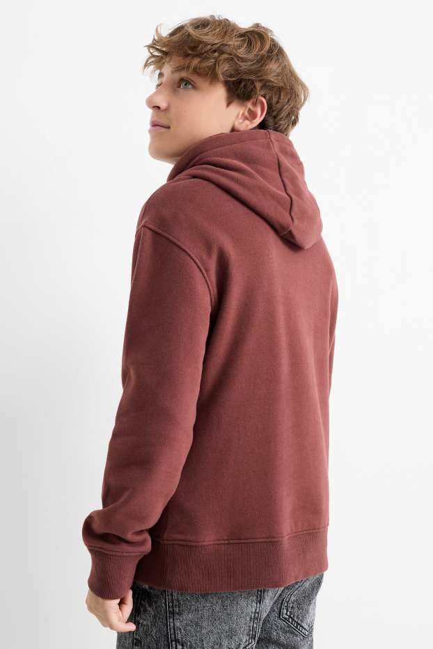 Dzieci chłopcy - Skater - bluza z kapturem - brązowy