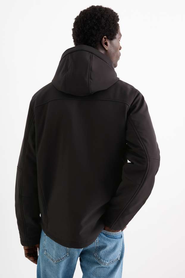Hombre - Chaqueta softshell - forrada - hidrófuga - 4 Way Stretch - negro