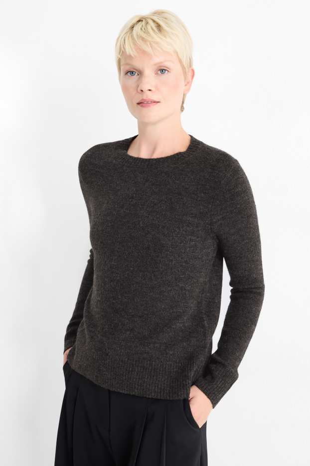 Damen - Feinstrick-Pullover - dunkelgrau