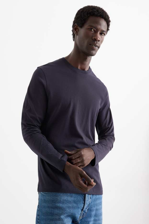 Herren - Langarmshirt - dunkelblau