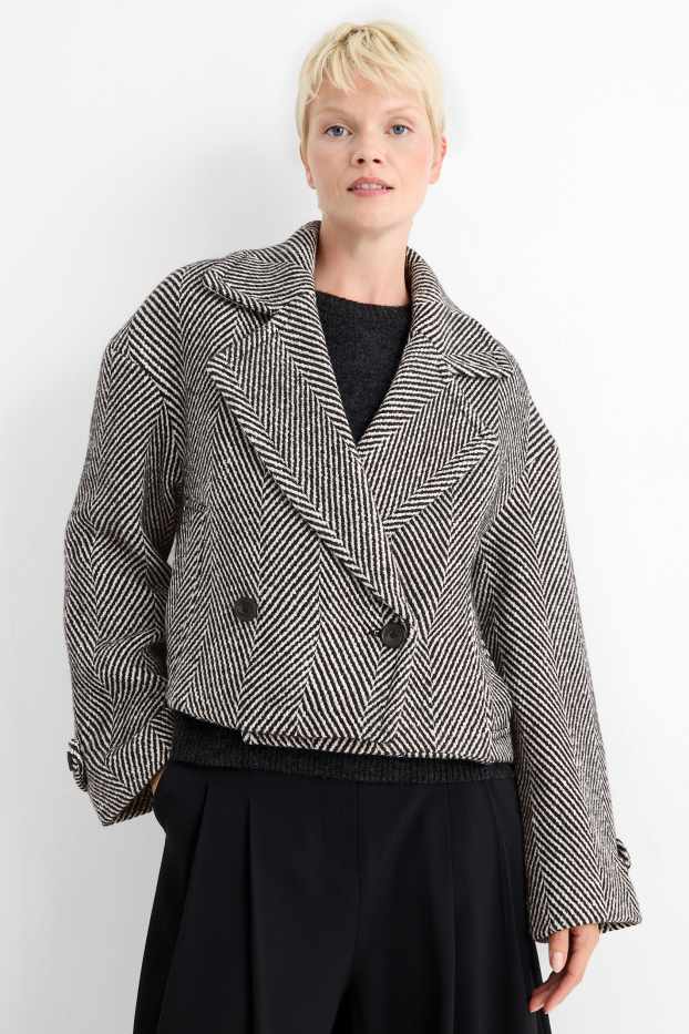 Femmes - Veste - finition texturée - noir / blanc