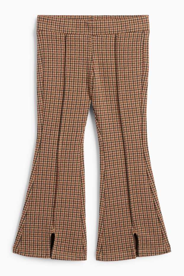 Kinderen: meisjes - Flared legging - geruit - bruin