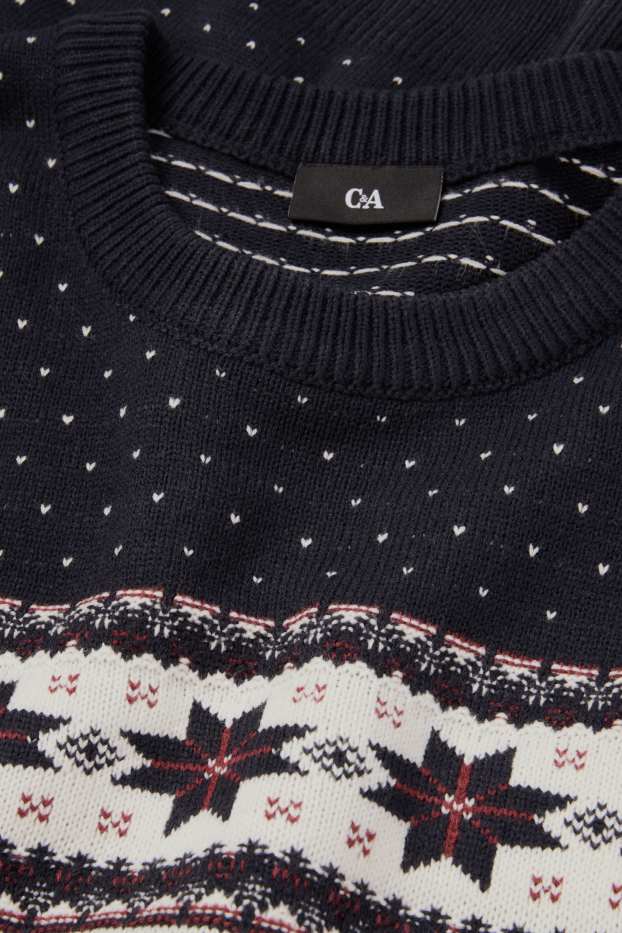 Uomo - Maglione natalizio - renna - blu scuro