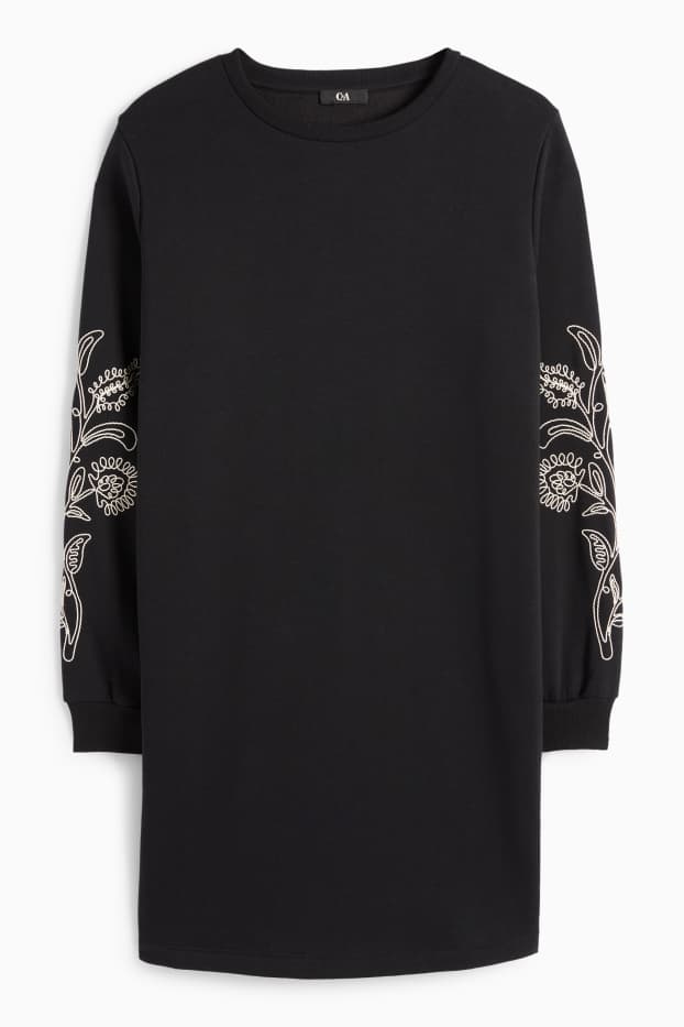 Women - Sweatshirt dress - straight fit - black