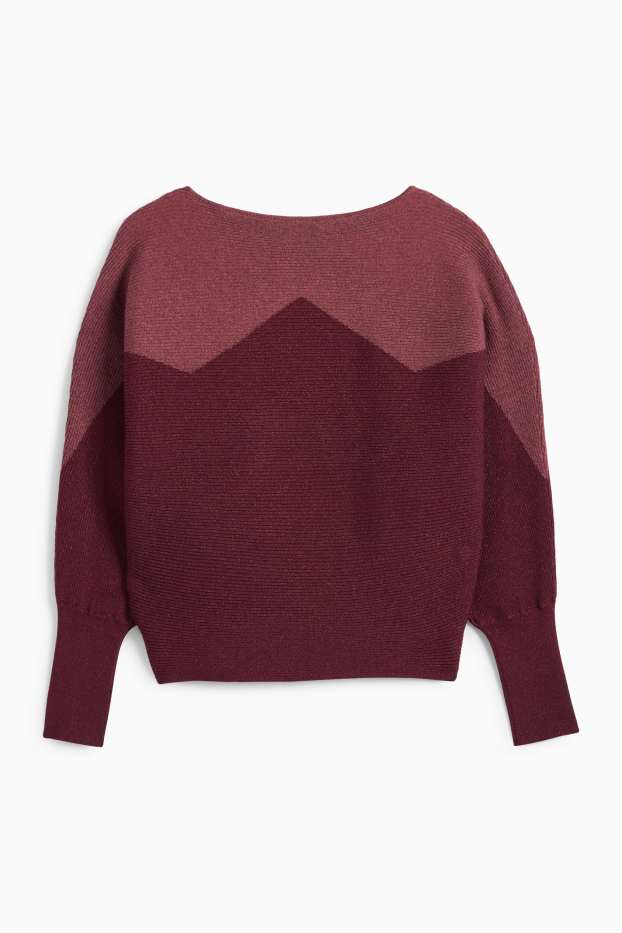 Mujer - Jersey - de canalé - burdeos