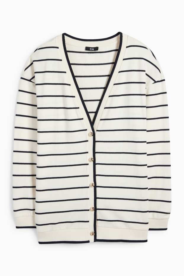 Dames - Vest - gestreept - crème wit