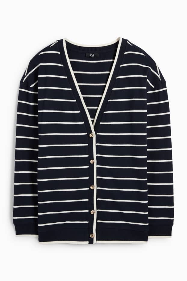 Women - Cardigan - striped - dark blue