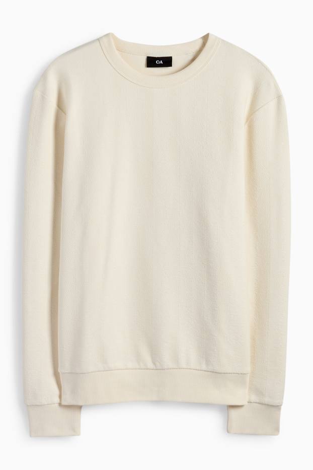 Men - Sweatshirt - textured - cremewhite