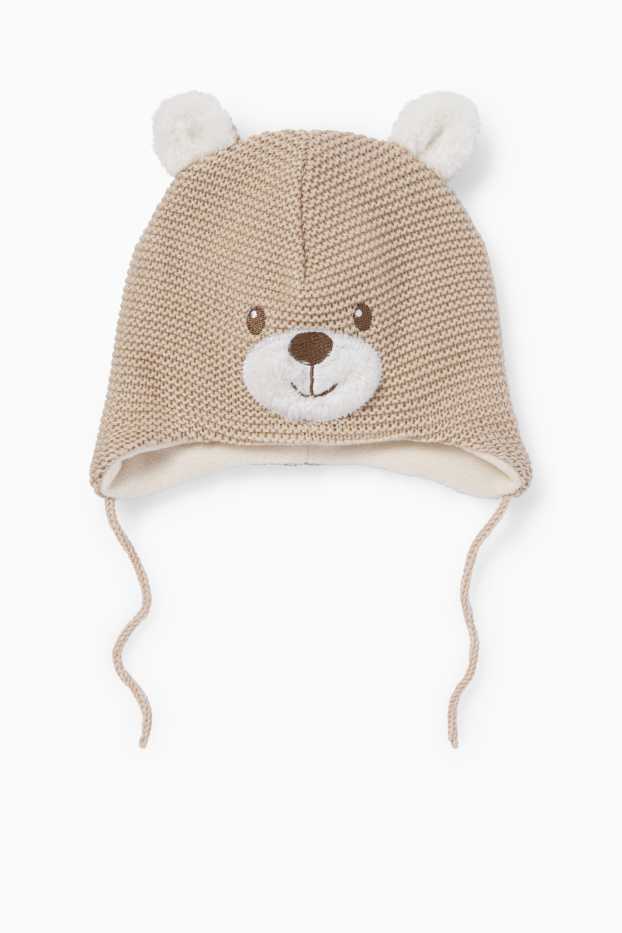 Baby: jongens - Beertje - babymuts - beige