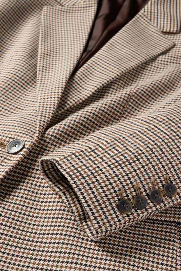 Donna - Blazer lungo - regular fit - a quadri - marrone chiaro