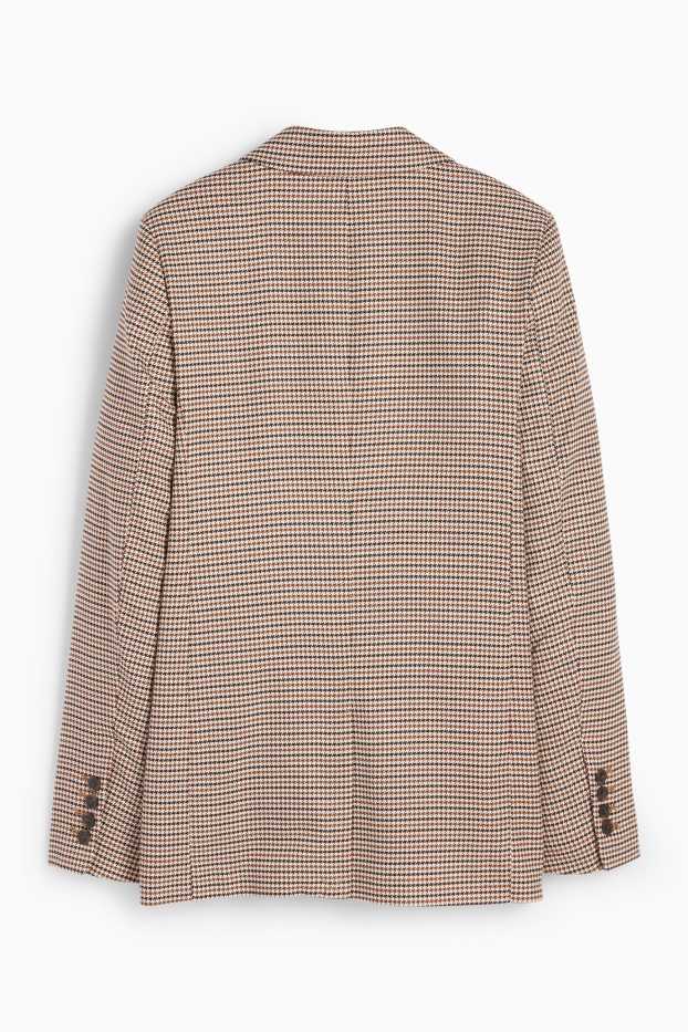 Donna - Blazer lungo - regular fit - a quadri - marrone chiaro
