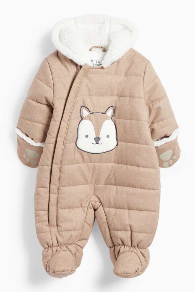 Baby Boys - Squirrel - baby snowsuit with hood - brown