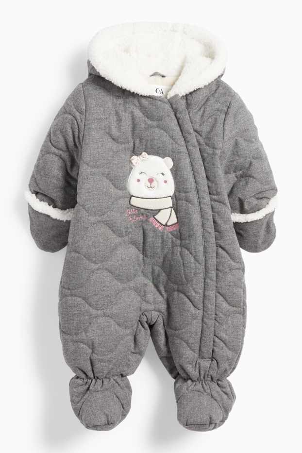 Bebeluși - fete - Urs polar - costum de zăpadă cu glugă, bebeluși - gri închis