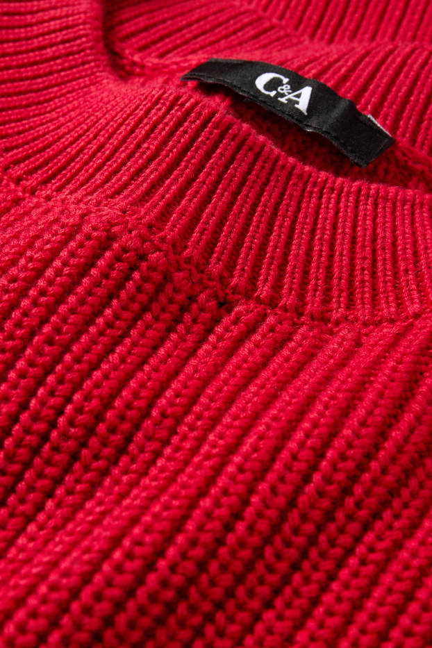 Mujer - Jersey - de canalé - rojo