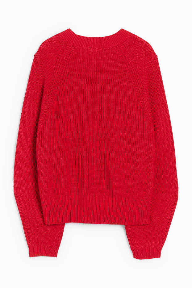 Mujer - Jersey - de canalé - rojo