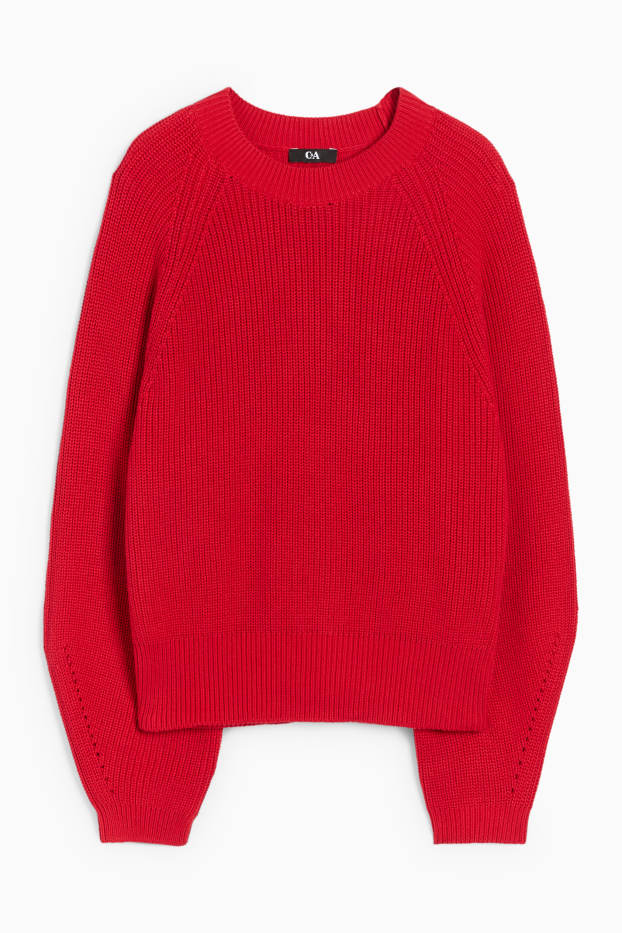 Mujer - Jersey - de canalé - rojo