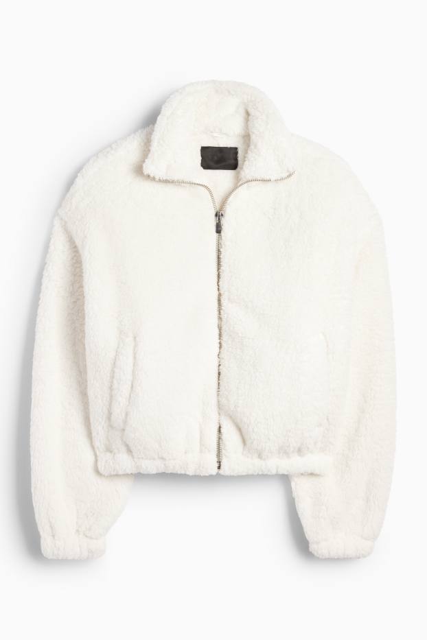 Damen - Teddy-Jacke - weiss