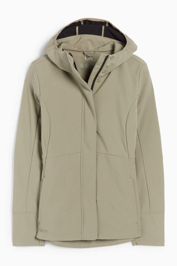 Women - Softshell jacket with hood - water-repellent - 4-Way Stretch - light green