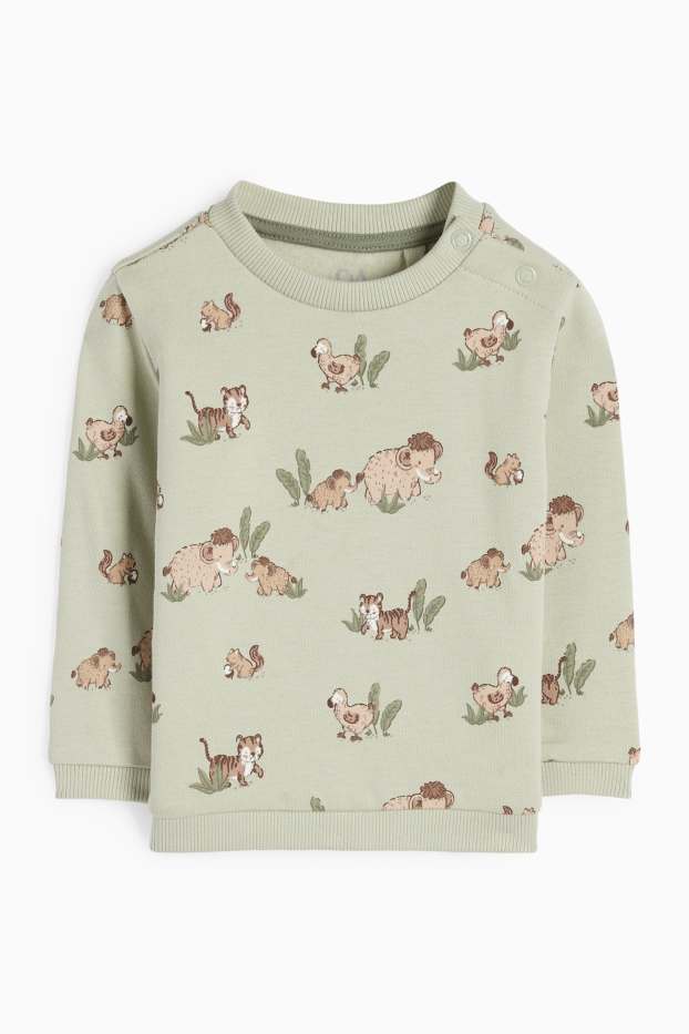 Baby: jongens - Dieren uit de oertijd - baby-outfit - 2-delig - lichtgroen