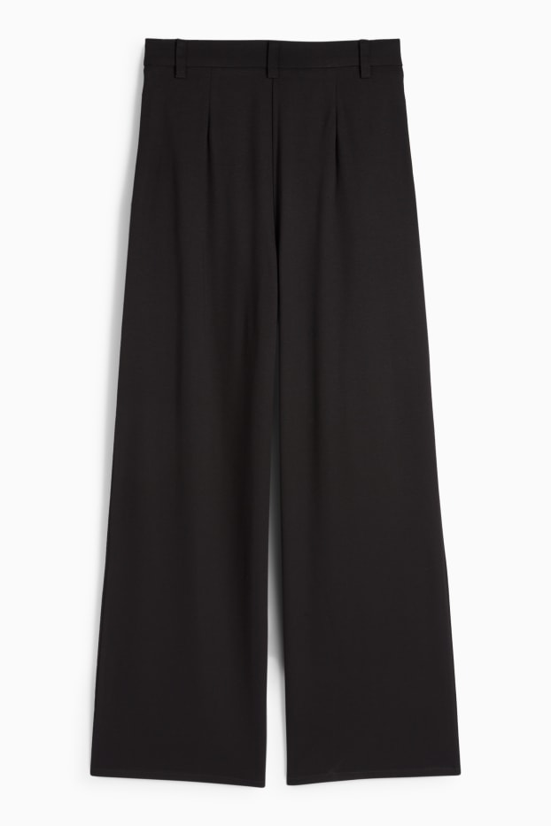 Femmes - Pantalon en jersey - high waist - wide leg - noir