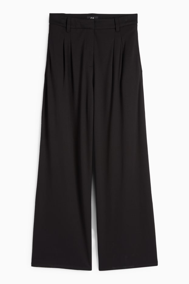 Femmes - Pantalon en jersey - high waist - wide leg - noir