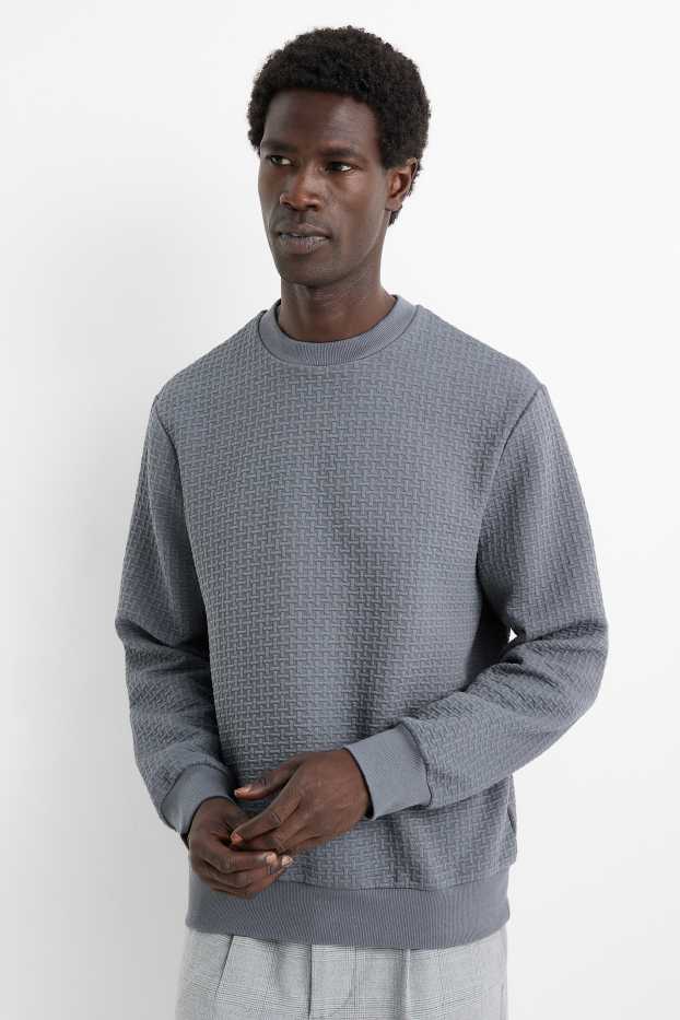 Hommes - Sweat - finition texturée - gris foncé