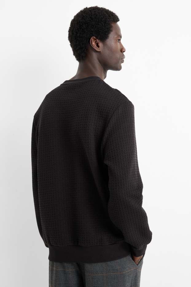 Hommes - Sweat - finition texturée - noir