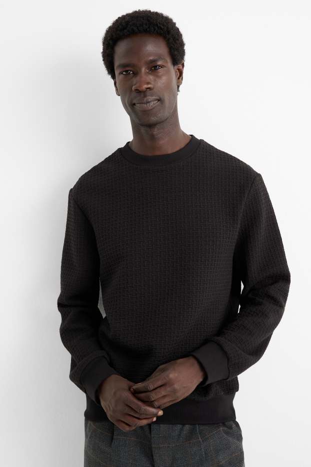 Hommes - Sweat - finition texturée - noir