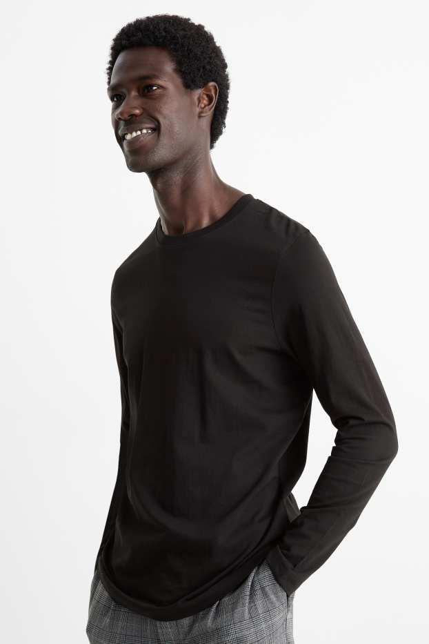 Uomo - Confezione da 2 - maglia a maniche lunghe - nero