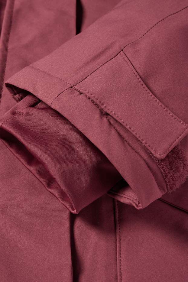 Kinderen: meisjes - Regenjas met capuchon - gevoerd - waterdicht - donker rose
