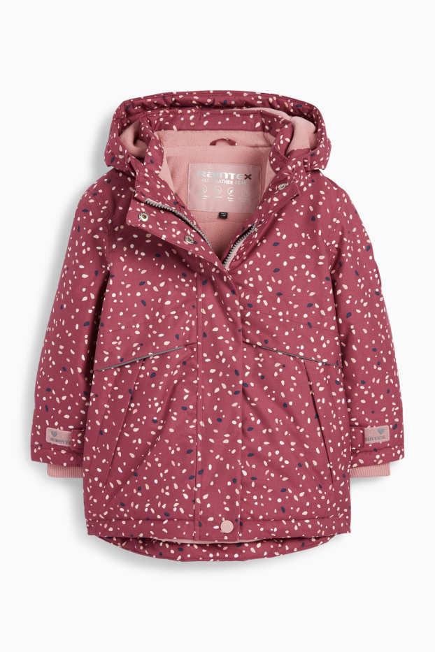 Bambine - Giacca antipioggia con cappuccio - foderata - impermeabile - fantasia - rosa