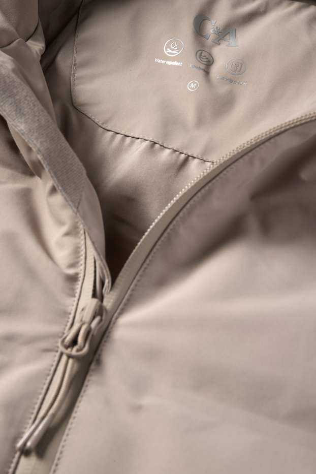 Men - Quilted jacket with hood - water-repellent - beige