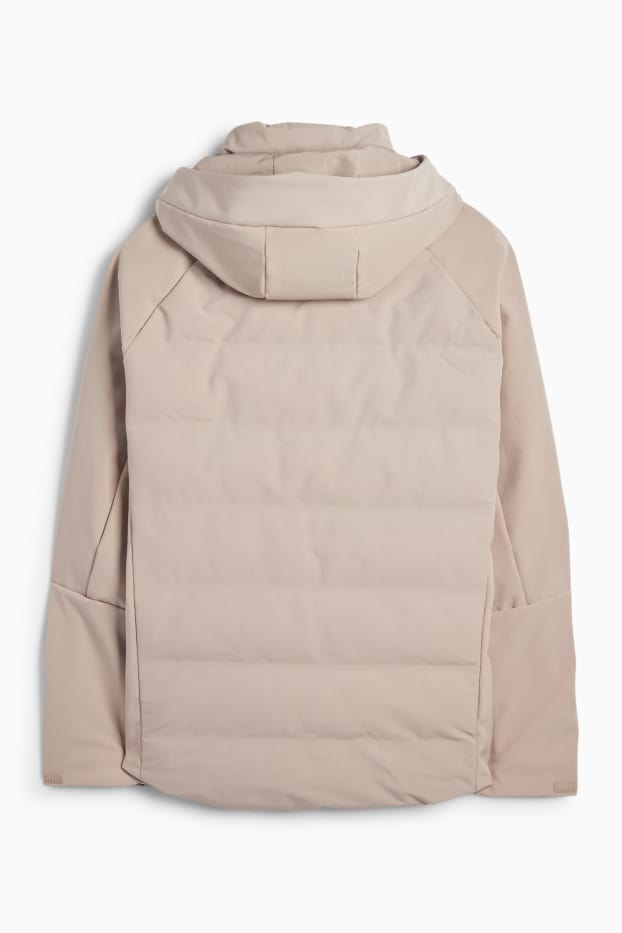 Men - Quilted jacket with hood - water-repellent - beige