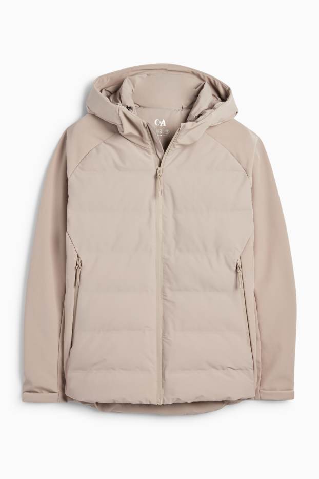 Men - Quilted jacket with hood - water-repellent - beige