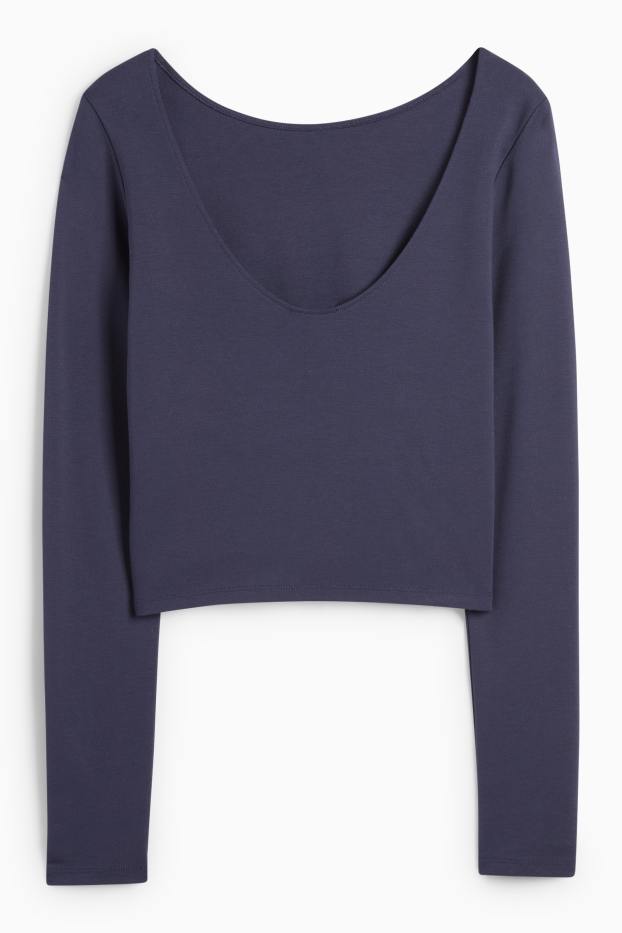 Dames - Korte longsleeve - donkerblauw