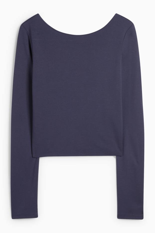 Dames - Korte longsleeve - donkerblauw