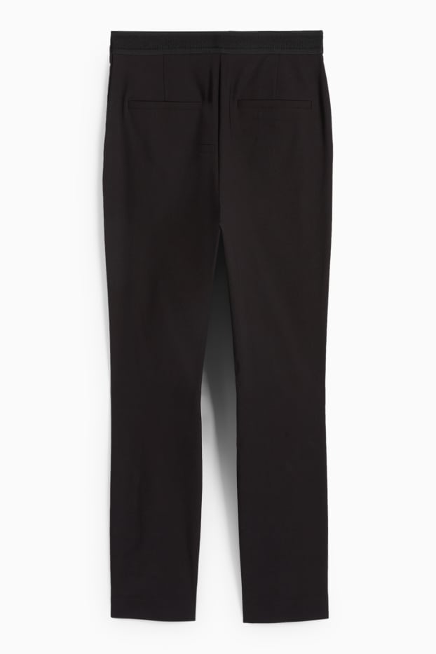 Kobiety - Spodnie materiałowe - średni stan - tapered fit - czarny