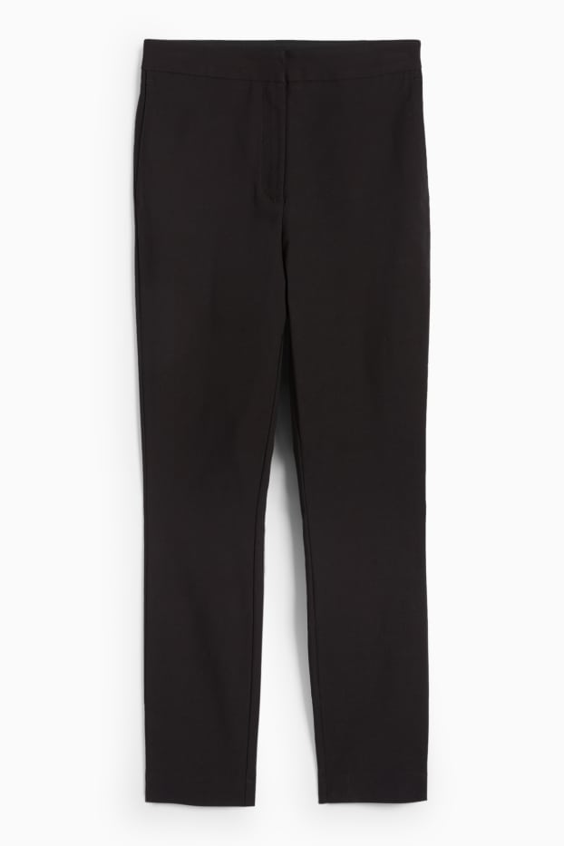 Kobiety - Spodnie materiałowe - średni stan - tapered fit - czarny