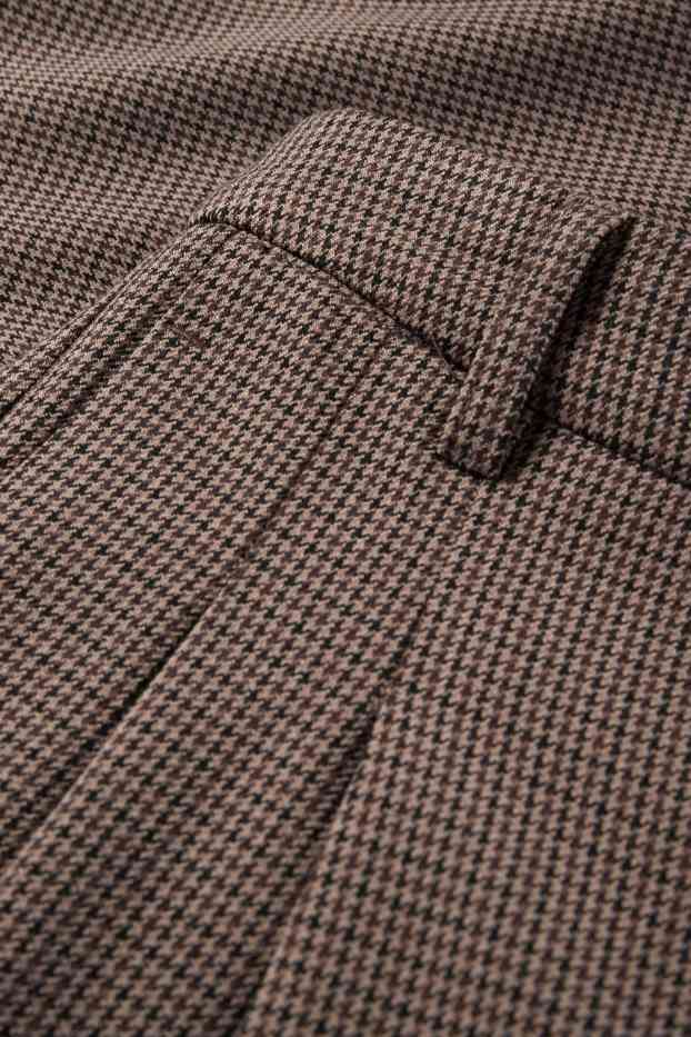 Women - Cloth trousers - mid-rise waist - wide leg - check - brown