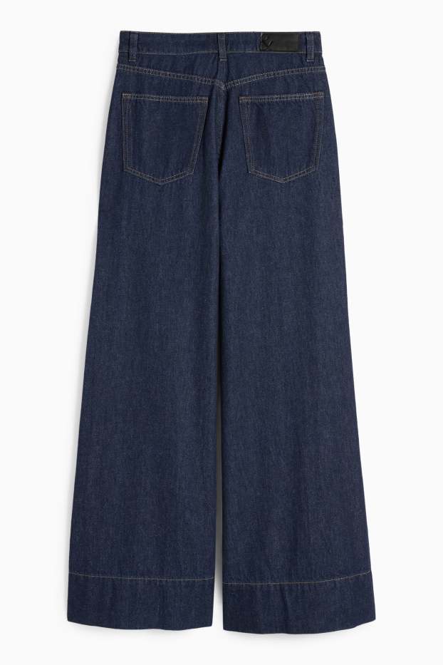 Dames - Wide leg jeans - high waist - jeansdonkerblauw