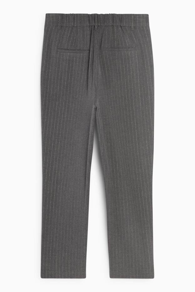 Women - Cloth trousers - high-rise waist - tapered fit - pinstripes - dark gray