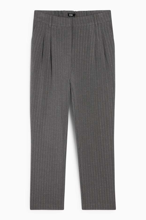 Women - Cloth trousers - high-rise waist - tapered fit - pinstripes - dark gray