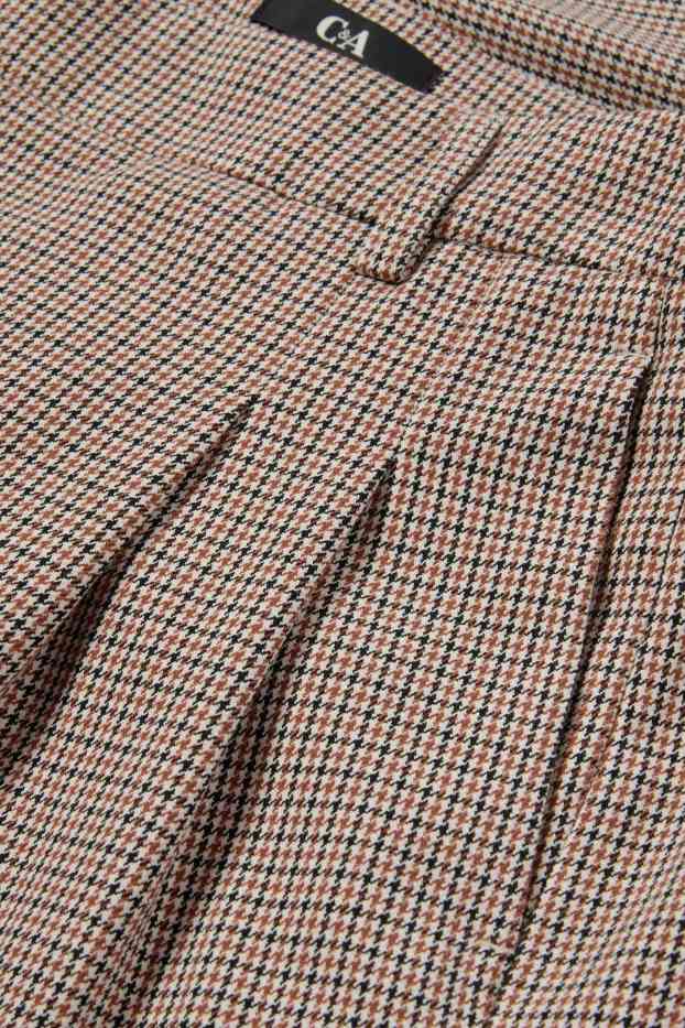 Donna - Pantaloni di stoffa - vita media - gamba ampia - a quadretti - beige