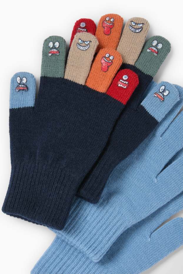 Kinderen: jongens - Set van 2 paar - grimas - handschoenen - blauw